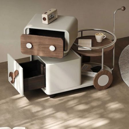 Modern Little Robert Movable Coffee Table with Storage & Wheels