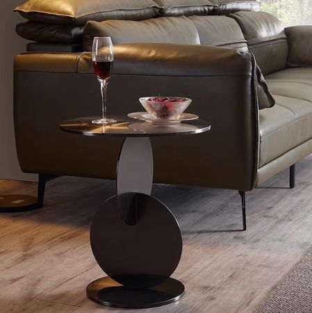 Vertical Circles Round Metal Side Table