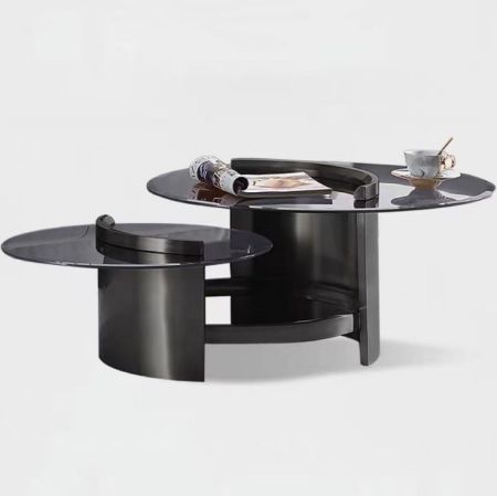Staineless Steel Base with Tempered Glass Top Coffee Table Gold/Black