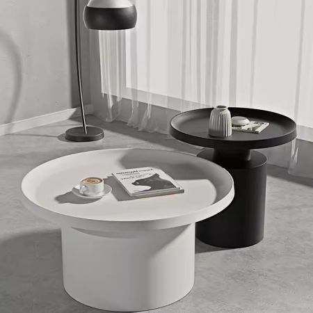 Metal Black or White Round Coffee Table Side Table