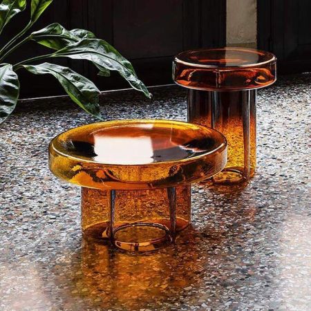 Mushroom Blow Glass Round Coffee Table Side Table