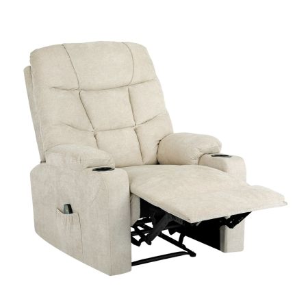 Recliner Chair Electric Massage Chairs Heated Polyester Beige