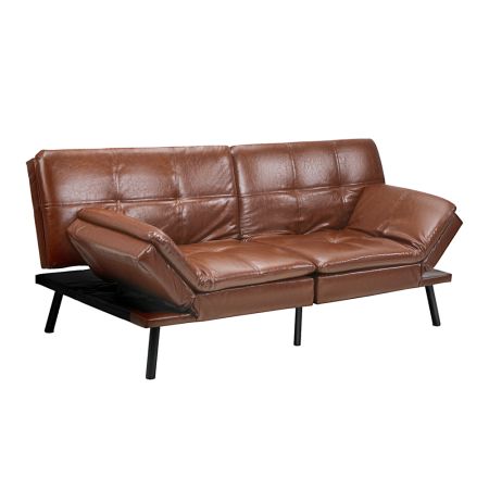 Sofa Bed 3-Seater Convertible Leather Brown