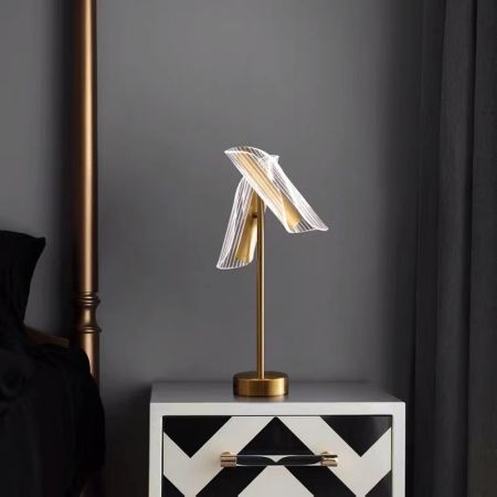 Art Deco Acrylic LED Table Lamp with Gold Finish