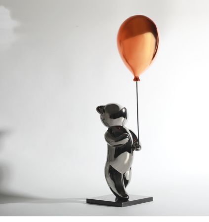 Modern Marble With Resin Red Balloon Bear Table Decor 