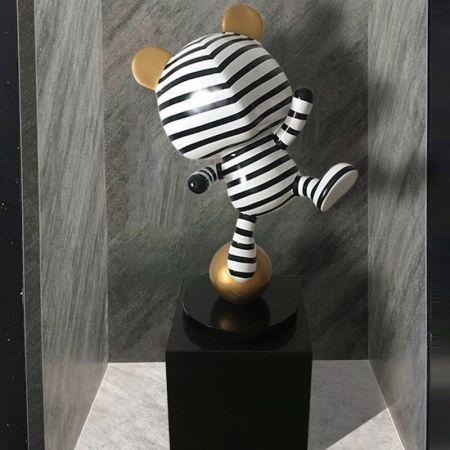 Modern Resin & Iron Soccer Bear Table Décor