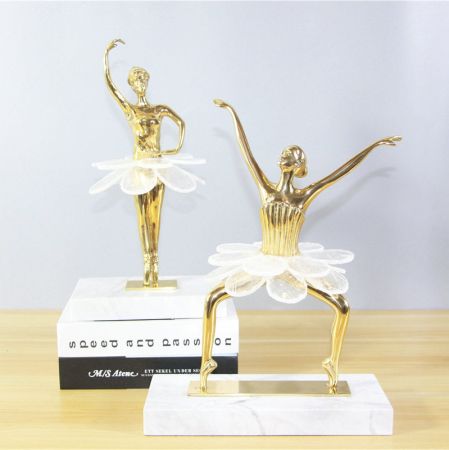 Modern Lux Precious Stone With Metal 2 Ballet Girl Handcraft Table Décor