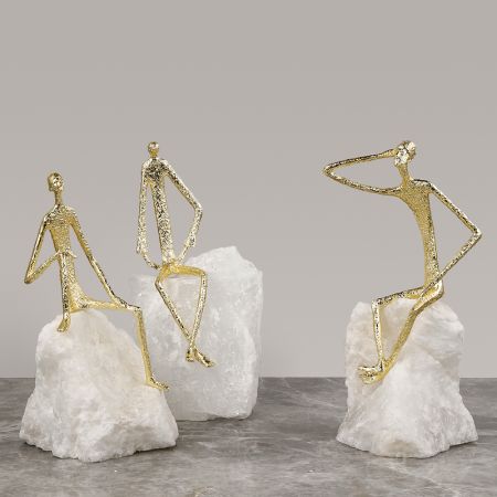 Modern Lux Precious Stone Lonely Man Handcraft Table Décor