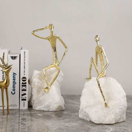 Modern Lux Precious Stone Lonely Man Handcraft Table Décor