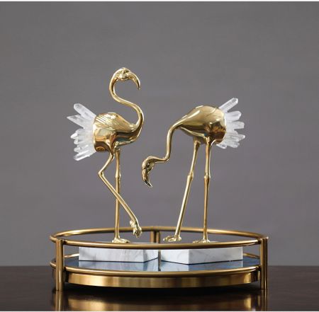 Modern Lux Precious Stone & Metal Swan Handcraft Table Décor