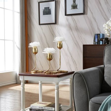 Modern Lux Precious Stone & Metal Flower With Vase Handcraft Table Décor
