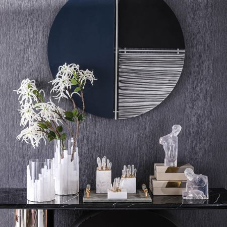 Modern Lux Precious Stone With Marble Base Handcraft Table Décor