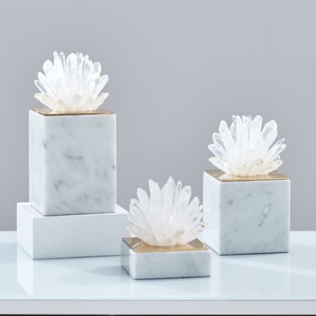 Lux Clear Crystal & Precious Stone Plant Handcraft Table Décor Model EVECM20253