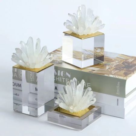 Lux Clear Crystal & Precious Stone Plant Handcraft Table Décor Model EVECM20253A