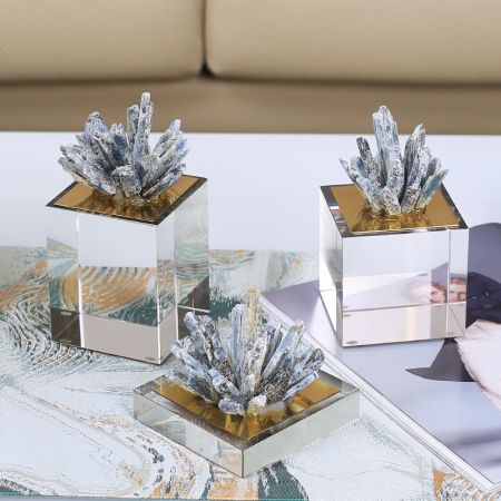 Lux Clear Crystal & Precious Stone Plant Handcraft Table Décor Model EVECM20254A