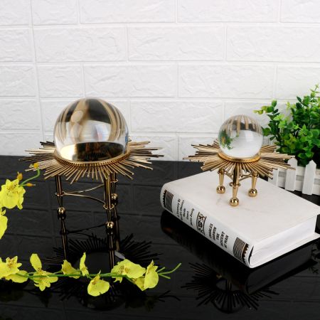 Crystal Ball Metal Base Table Décor