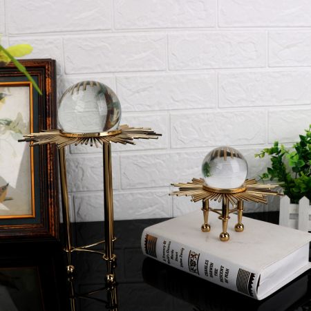Crystal Ball Metal Base Table Décor