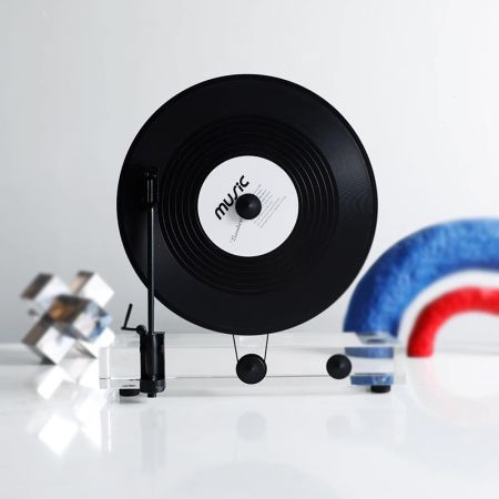 Crystal Vinyl Record Player Table Décor