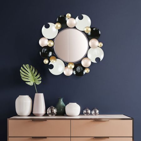 Ornate Flower Metal Wall Mirror