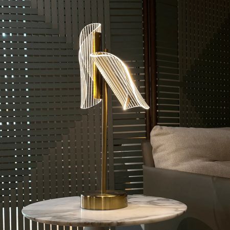 Art Deco Acrylic LED Table Lamp with Gold Finish