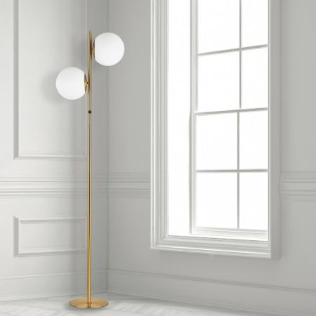 Versatile 1/2/3/5 Head Metal Base Floor Lamp with Glass Lampshades