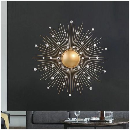 Lux/Glam/Modern Diamond Gold Sunburst Wall Art Décor