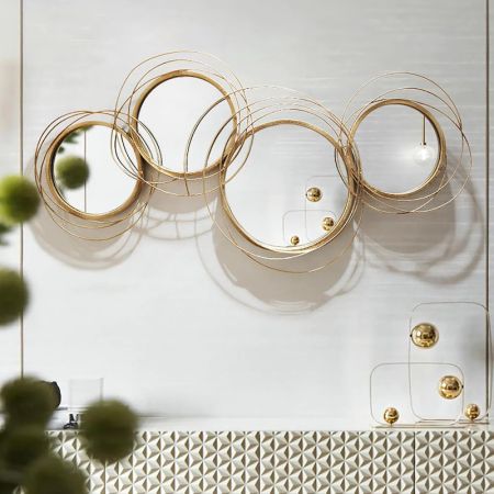 Light Gold Overlapping Rings Wall Mirror