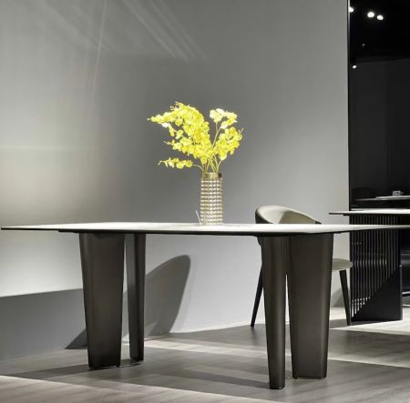 Modern Italian Style Hollow Arc Legs Sintered Stone Dining Table 6/8/10 Seat model ND6123