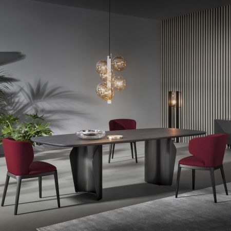 Flame Style Barrel-Shaped Sintered Stone Dining Table