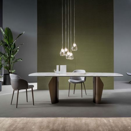 Flame Style Barrel-Shaped Sintered Stone Dining Table
