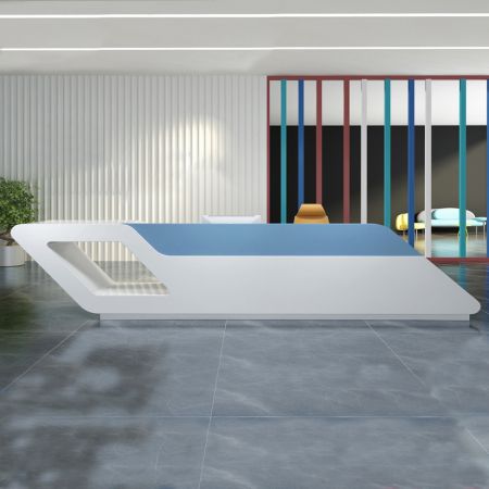 Modern Geometric Shape Double Color Front/Reception Desk Model A Customisable Colours & Sizes