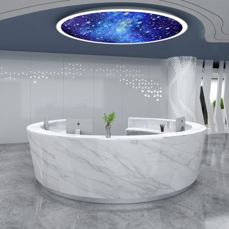 Modern Marble Veneer Round Front/Reception Desk Customisable Colours & Sizes