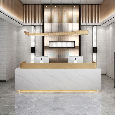 Modern Marble Veneer with Wood Front/Reception Desk Customisable Colours & Sizes