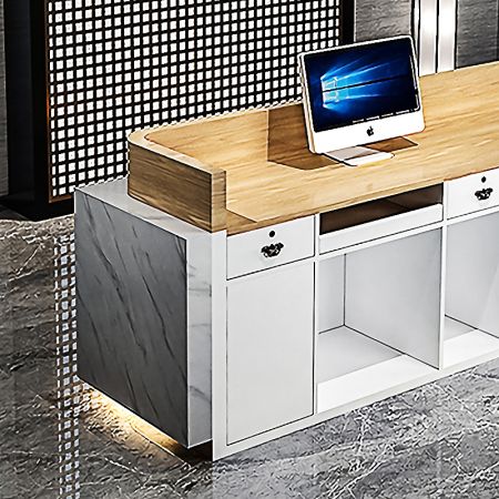 Modern Marble Veneer with Wood Front/Reception Desk Customisable Colours & Sizes