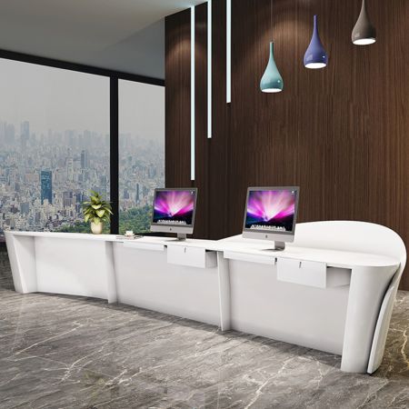 Curve Shape Modern Front/Reception Desk Model B Customisable Colours & Sizes
