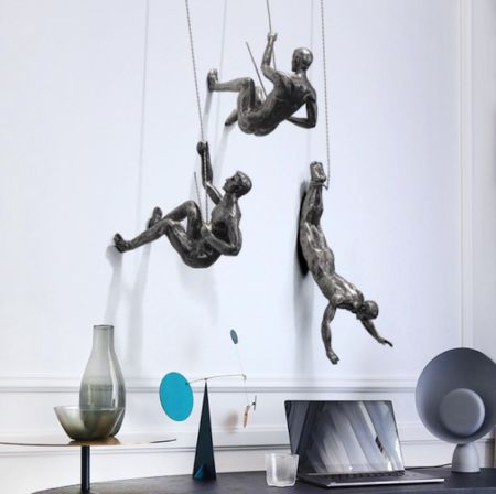 Modern Industry Style Climbing Man Wall Art Décor Set Of 3