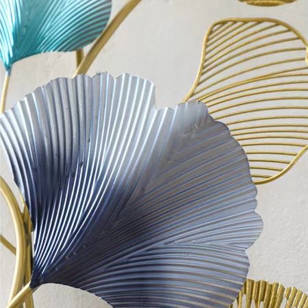 Vertical Metal Hollow-Out Gingko Leaf Wall Art in Rectangle Frame