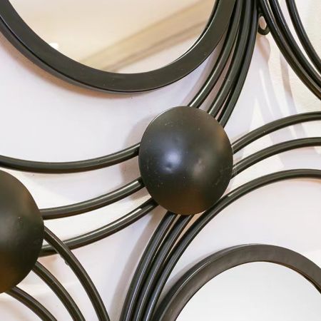 Industrial Black Metal Circle with Mirrors Art Wall Décor
