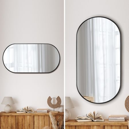 Wall Mirror Oval Black 84x50cm