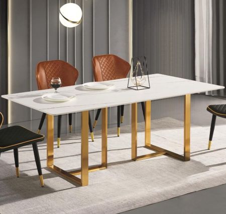 Modern Italian Style Sintered Dining table 6/8/10 Seats Model ND603 Black/Gold & Dining Sets