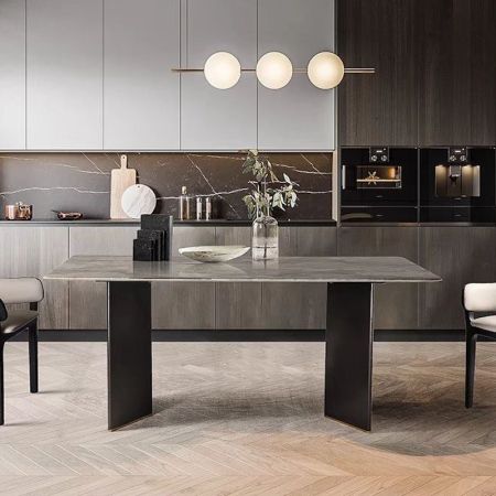 Modern Italian Style Sintered Stone Stainless Steel legs with Golden Edge 6/8/10 Seats Model ND6128