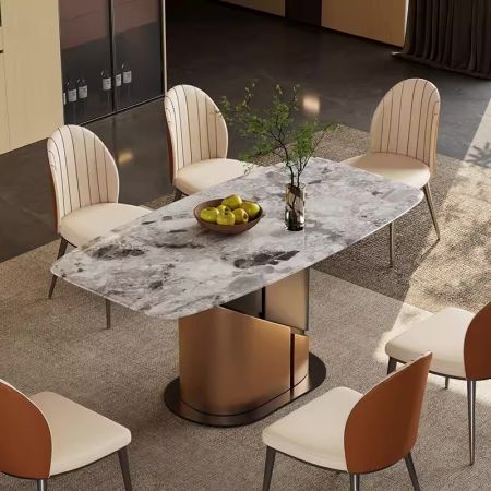 Geometric patterns Leg Sintered Stone Dining Table Model ND6143