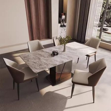 Geometric patterns Leg Sintered Stone Dining Table Model ND6144