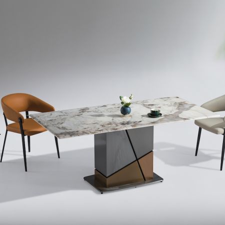 Geometric patterns Leg Sintered Stone Dining Table Model ND6144