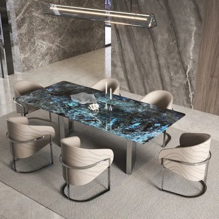 Luxury Colourful Crystal Stone Dining Table 6/8/10 Seats 