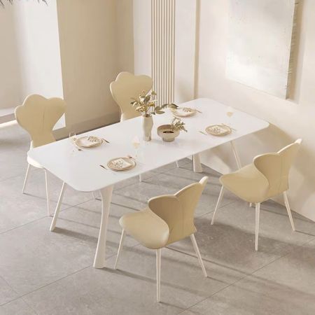 Minimalist Sintered Stone Dining Table Grey/White Legs 6/8/10 Seat Model ND6161