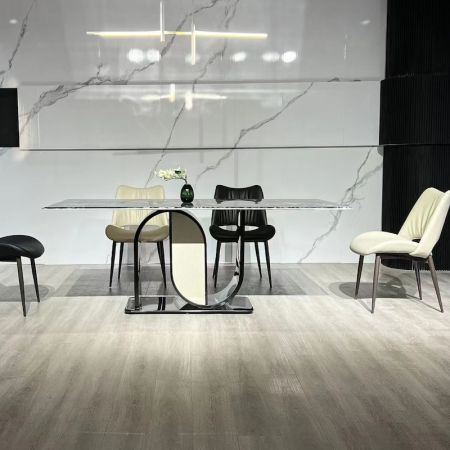 Modern Italian Style Curved Leg Sintered Stone Dining Table
