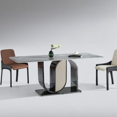 Modern Italian Style Curved Leg Sintered Stone Dining Table
