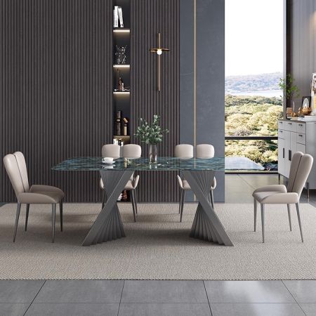 Luxury Rhombus Legs Colourful Crystal Stone Dining Table 6/8/10 Seat