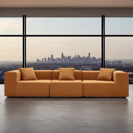 Modern Corduroy Cotton Linen Modular Tofu Sectional Combination Foldable Sofa with Cost Saving Design